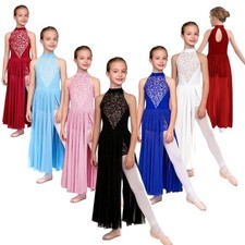 Girls Dress Lyrical Dancewear Modern Leotard Party Jumpsuit Gymnastic Costume