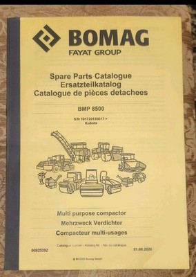 Bomag BMP8500 Kubota Multi Purpose Compactor Spare Parts Catalog Manual 