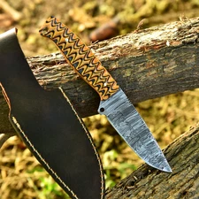 9.5" DAMASCUS STEEL HANDMADE HUNTING KNIFE COMBAT FIXED BLADE WITH CUSTOM WOOD