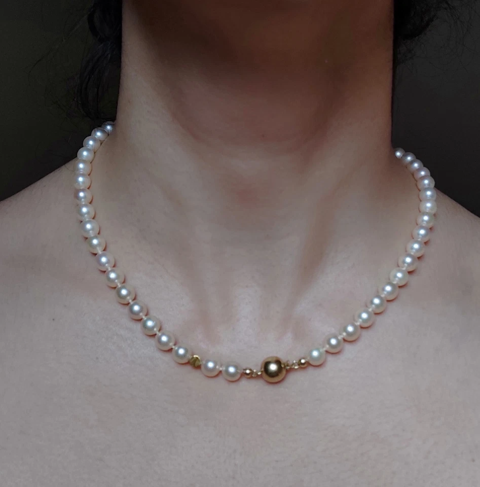 kette Perlenkette Schöffel 585 750 14 Karat Verschluss - Bild 2 von 4