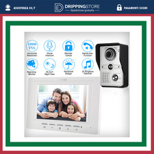 VIDEOCITOFONO 7''  MONITOR INTERNO CON TELECAMERA ESTERNA IR-CUT CITOFONO VIDEO 