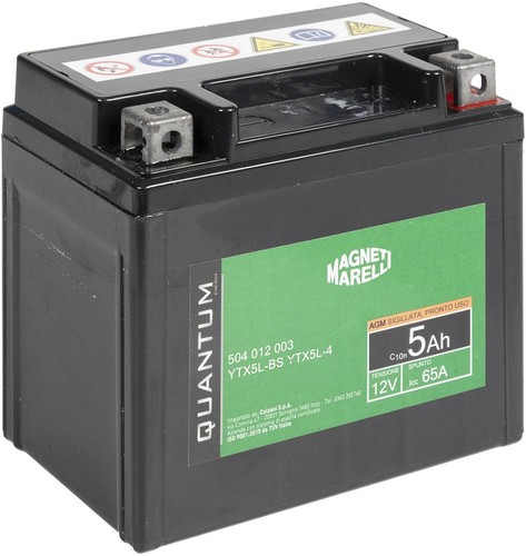 Magneti marelli batteria moto e scooter tecnologia 5AH 12V 65A AGM sigillata po - Imagen 2 de 9