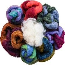 100 Wool - Assorted Wool Roving Ends  White Natural Wool Multi 100 Wool 