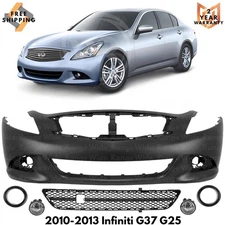 Front Bumper Paintable & Bumper Lower Grille Kit For 2010-2013 Infiniti G37 G25