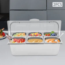 2*Food Serving Container Flip Top Serving Container with Lid+12 Spoons & Clamps