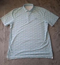 Johnnie-O Short Sleeve Shirt Polo Men's L Blue Geometric Golf Performance Logo
