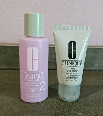 Clinique Clarifying Lotion 2 & 7 Day Scrub Cream Rinse Off Formula Travel NEW
