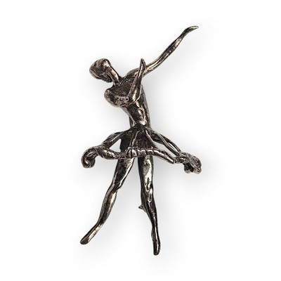 Vintage Ballerina Sterling Brooch Dimensional Dancer Mid Century