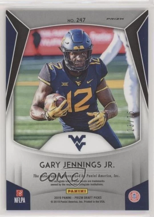2019 Panini Prizm Draft Picks Hyper /75 Gary Jennings Jr #247 Rookie Auto RC - Image 2 of 2