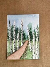 ACEO original artist trading cards watercolor landscape sunset sky nature art