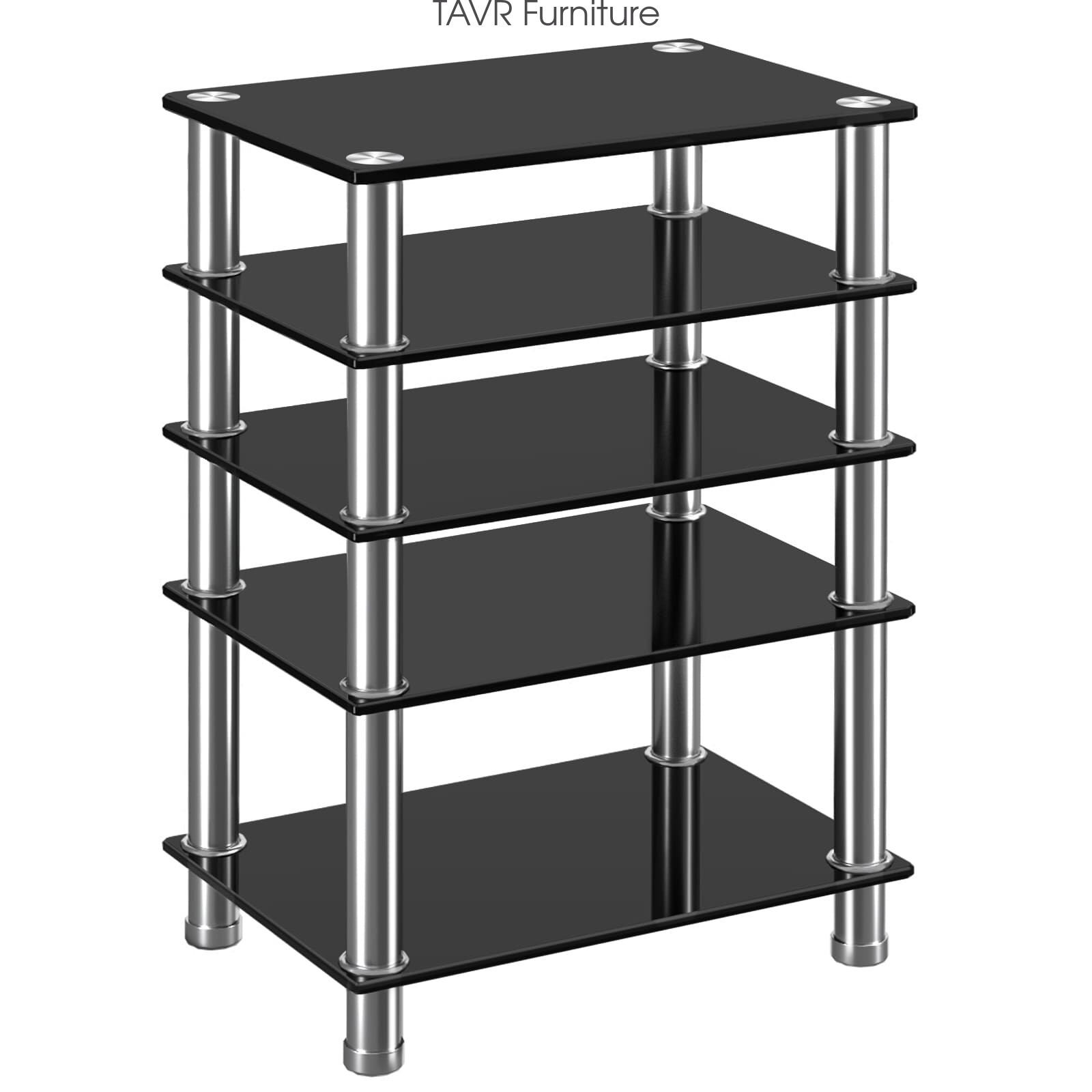 Modern 5Tier AV Shelf Media Stand Stereo AudioVideo Tower