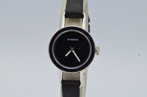 Dugena Junior Orologio Donna Acciaio 15MM Carica Manuale pelle Vintage Band Blu
