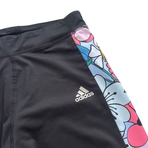 Adidas Girl’s Large 14 Black Multicolor Floral Allover Print Panel Pocket Tights - Picture 8 of 15