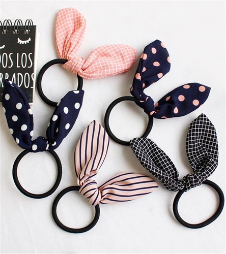 12Pcs Lovely Rabbit Ear Bow Hair Bands Scrunchies Elastic Bow Hair Ties Ropes... - Picture 3 of 9