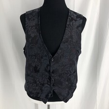 Unbranded Paisley Tuxedo Vest Waistcoat only Black formal wedding prom XL