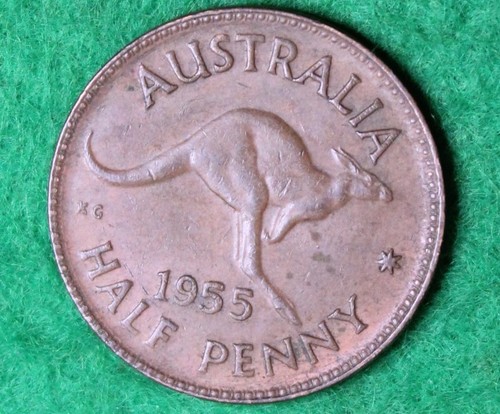 * 1955 HALFPENNY LIGHTLY CIRCULATED PREDECIMAL BROWN #CEG58 - Picture 4 of 6