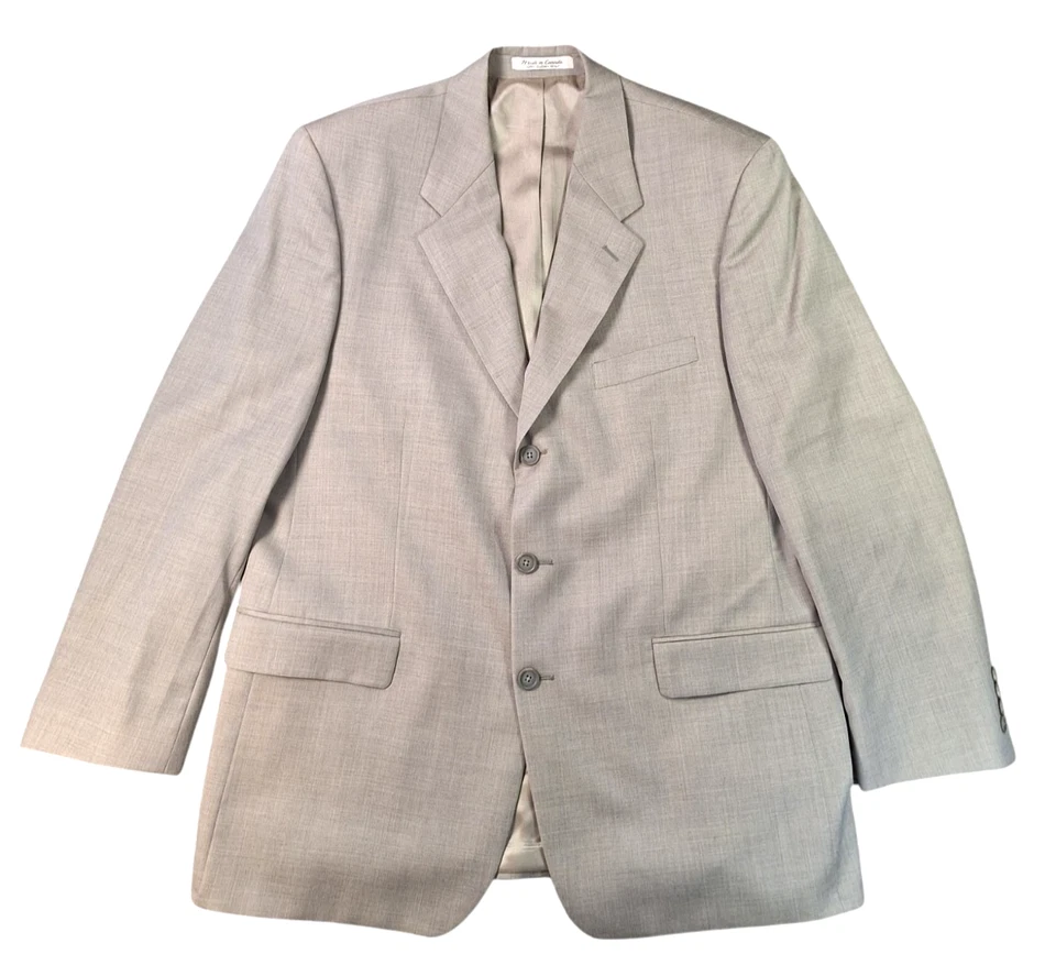 Traje de 2 piezas Alfani Macy's para hombre chaqueta 100 % lana (43R) y pantalones (38x32) beige Foto 2 de 4