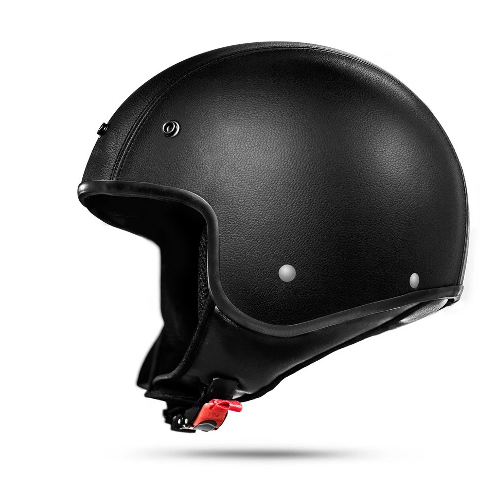 Classic 033 M Kunstleder Schwarz ECE Jethelm Chopper Moped Motorradhelm B-Ware - Bild 4 von 4