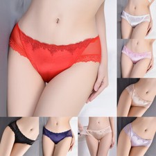Women Lace Panties Lingerie Soft Silk Satin Underwear Knickers Briefs Plus Size
