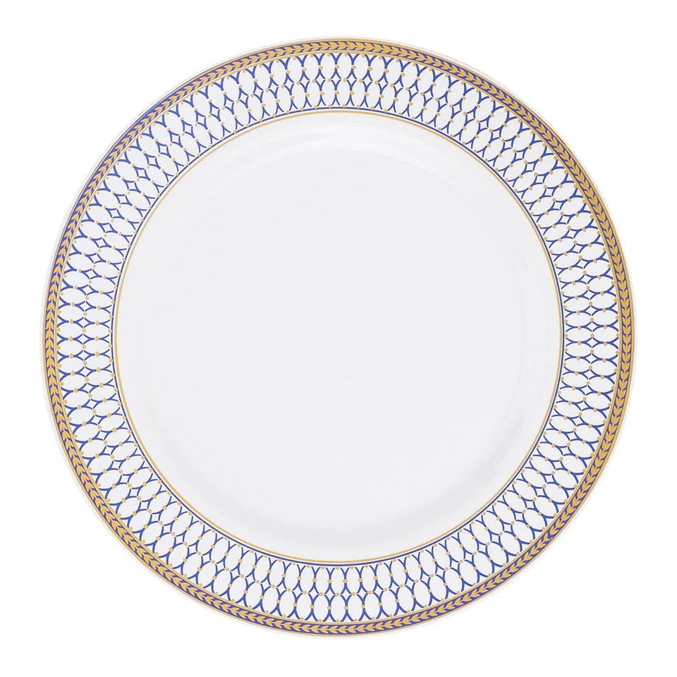 Disposable Plastic Plates Dinner Party Wedding Salad Round Chords Design 120pcs - Image 3 of 4