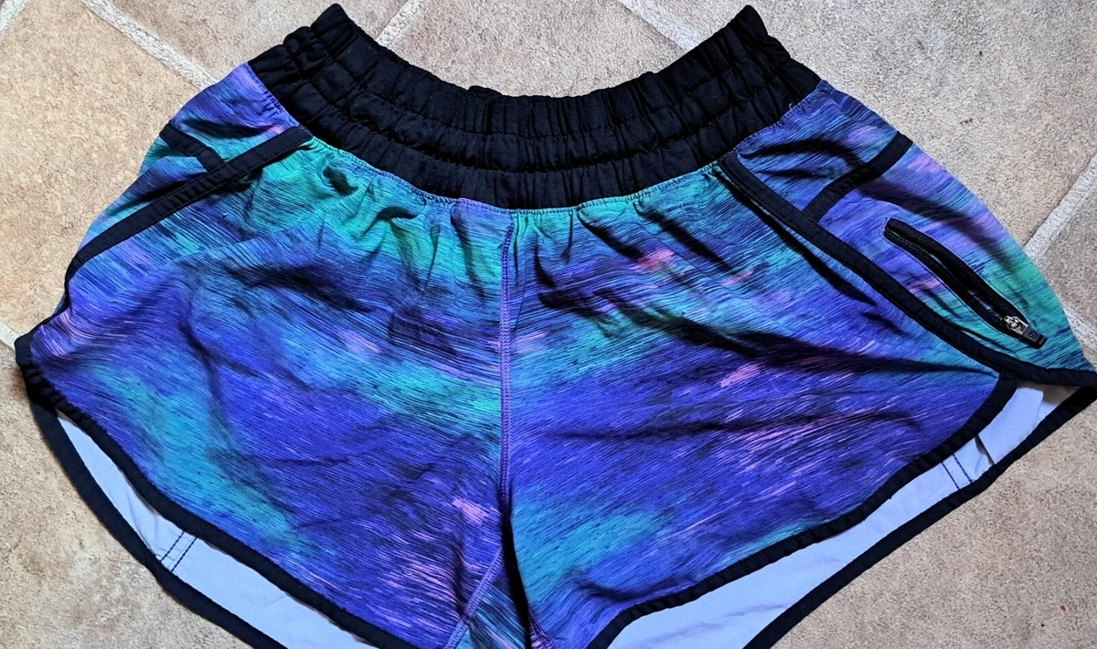 Lululemon Green Pink Purple Striped Tracker Shorts Size 10