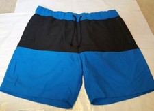 NEW Unbranded Men's Black Blue Swimming Trunks Size Large
