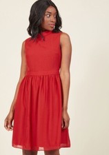 ModCloth LIZA LUXE- Rule the Whirl A-Line Dress in Poppy in S 