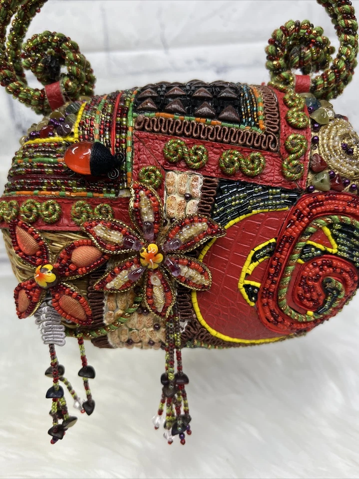 Bolso de Mano Joya Mary Frances De Colección Con Cuentas - Raro Patrón Ladybug *Numerado* Foto 2 de 4