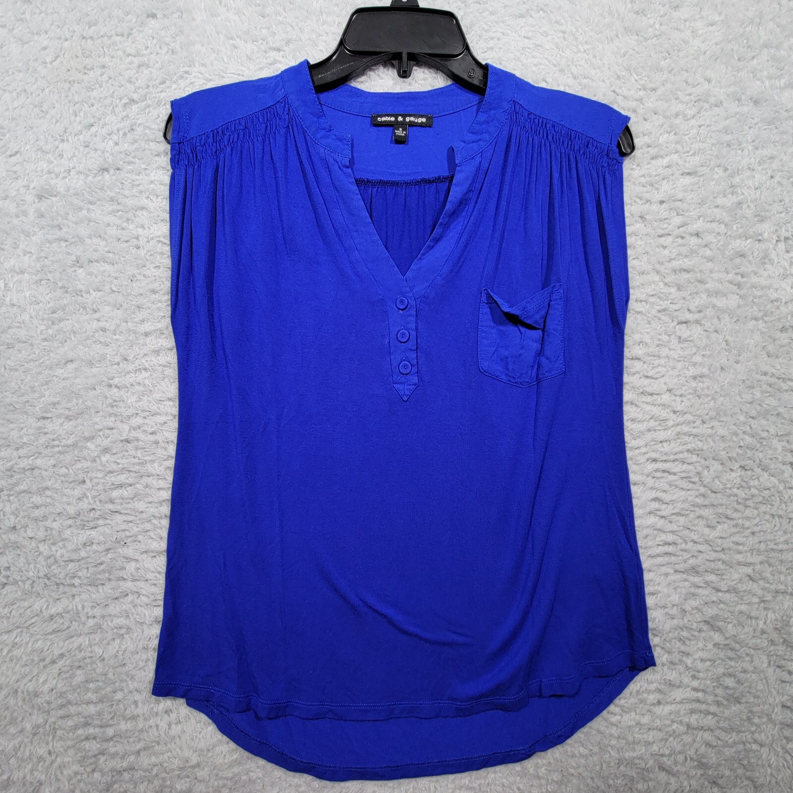 Cable \u0026 Gauge Blouse Top Womens S Blue 