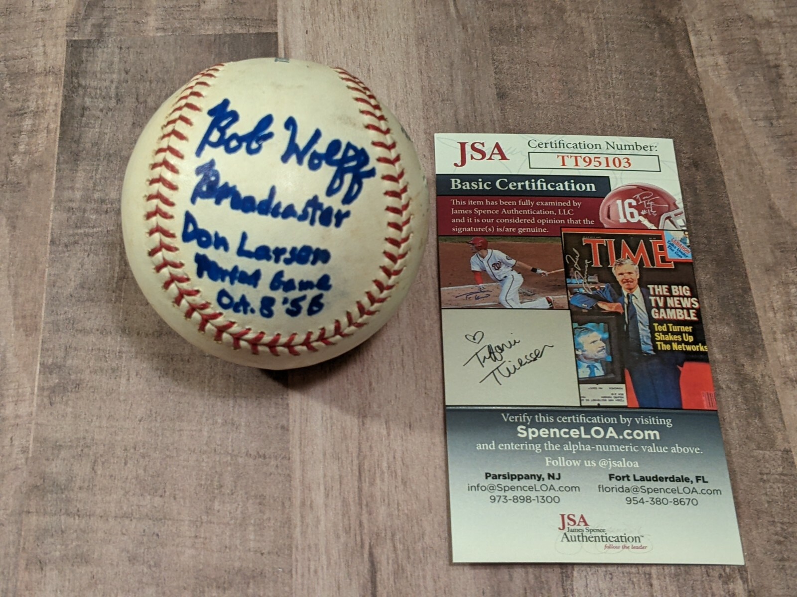 Bob Wolff Autographed Signed 1/1 JSA Official Baseball COA Don Larsen Mickey Mantle RARE 