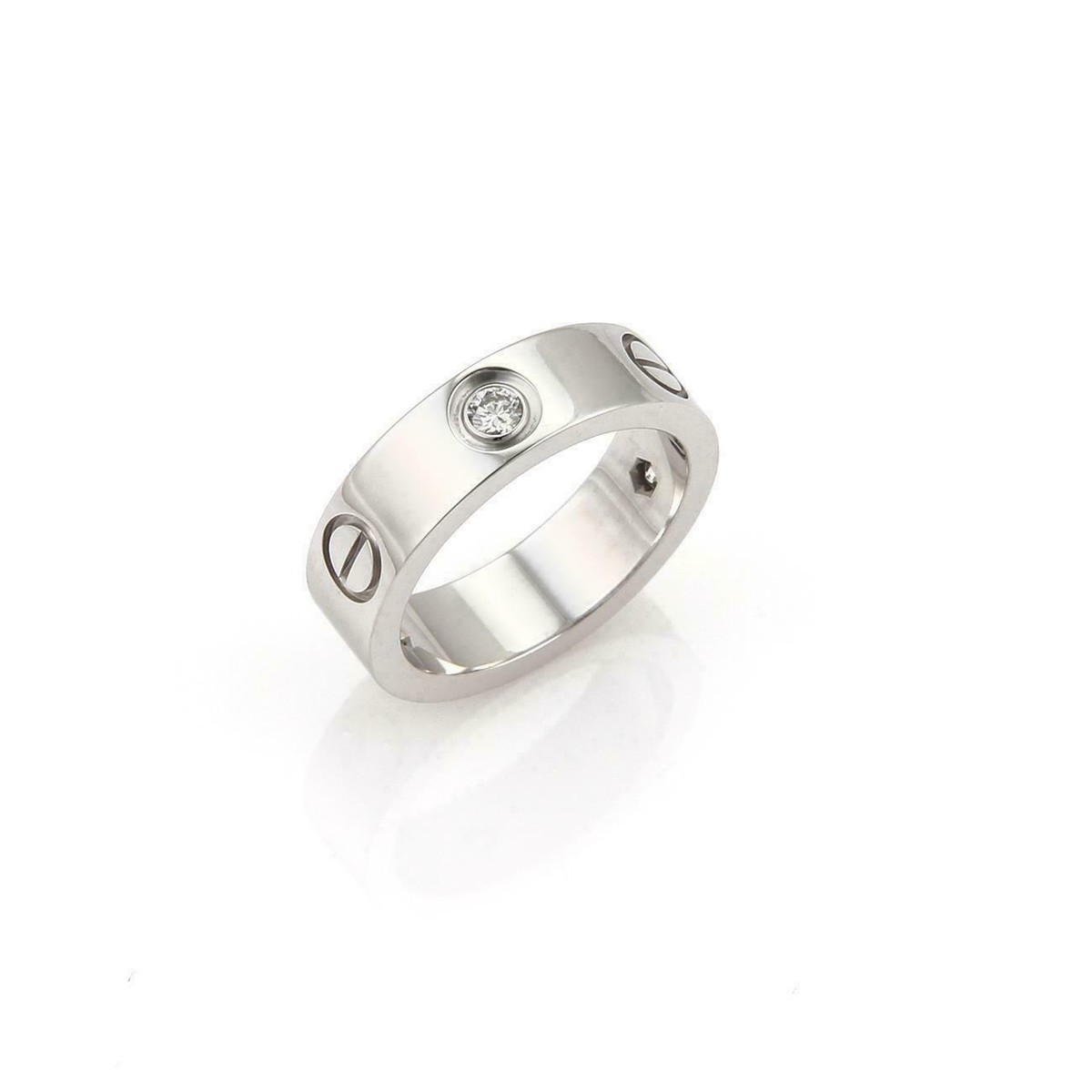 cartier Love 3 Diamond 18k Gold 5.5mm Band Ring Size EU 46-US 3.75 
