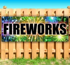 FIREWORKS Advertising Vinyl Banner Flag Sign Many Sizes SPARKLERS AIR BOMBS