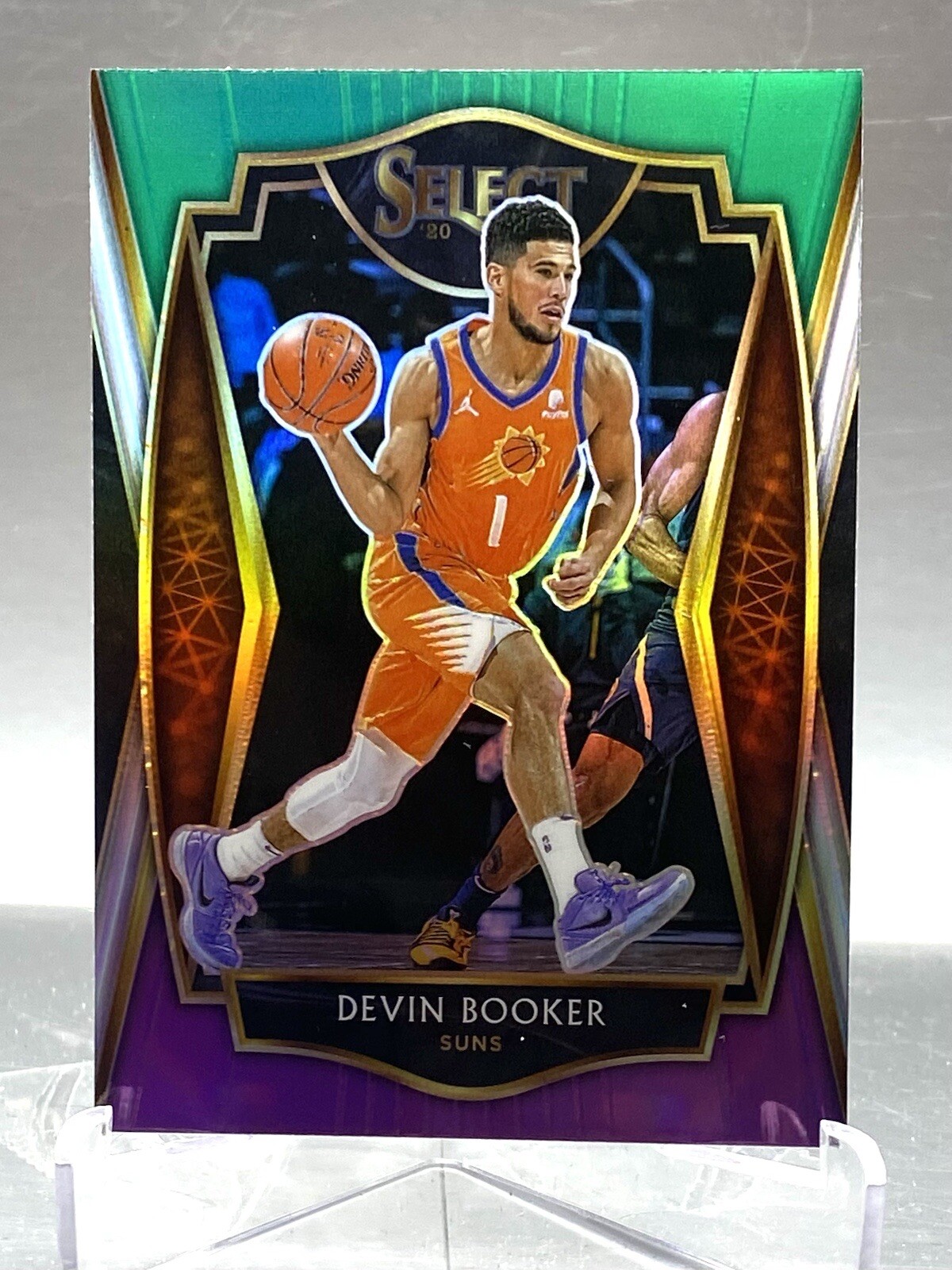 2020-21 Panini Select Green White Purple Prizm Devin Booker #121 Phoenix Suns