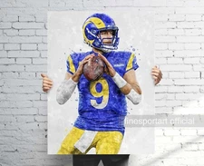 Matthew Stafford Los Angeles Rams Poster V2, Canvas, Football print, Sports art