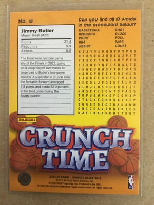2022-23 DONRUSS BASKETBALL CRUNCH TIME 12 JIMMY BUTLER HEAT PURPLE PRESS  PROOF