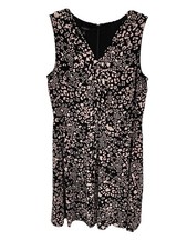 Talbots Dress Sz 16 Black Pink Leopard Print Sleeveless 16 SI55