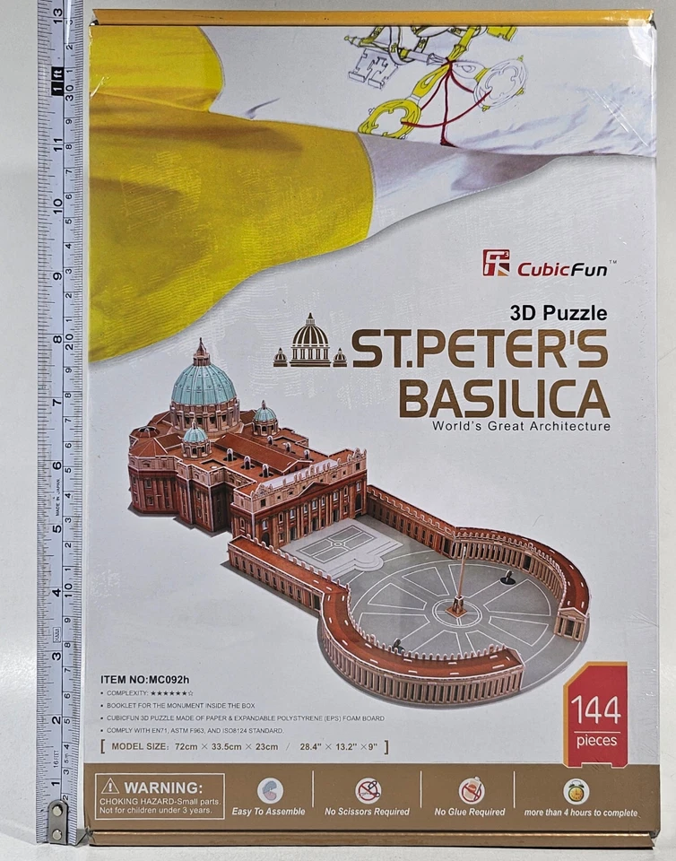 CUBICFUN 3D PUZZLE MC092H ST. PETER'S BASILICA 144 Pcs 28.4" x 13.2" x 9" - Image 2 of 4