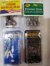 Lot of 4- War Eagle, Luck E Strike Finesse Tube Jigs Assorted Jigheads