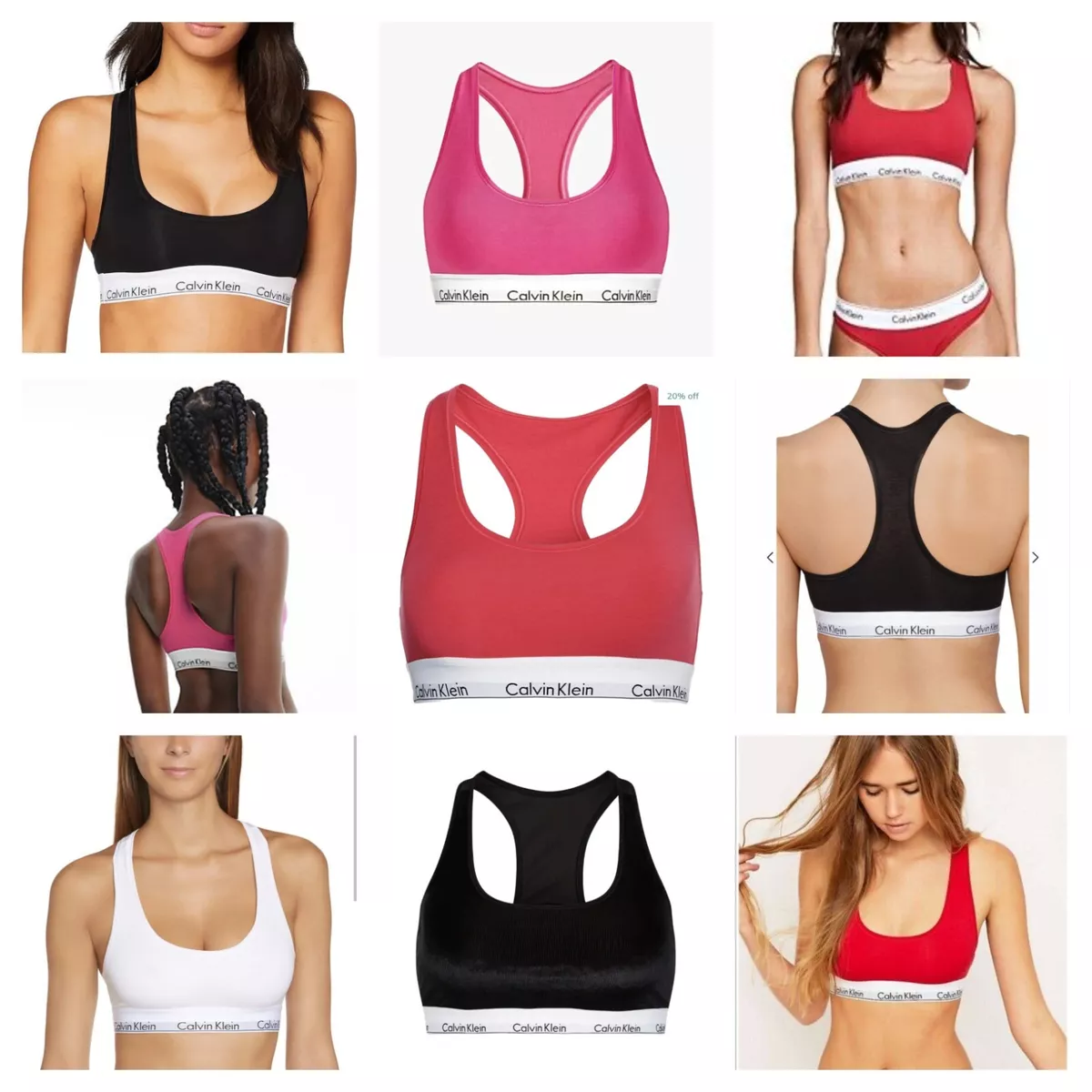 Calvin Klein Womens modern cotton bralette sports bra no padding