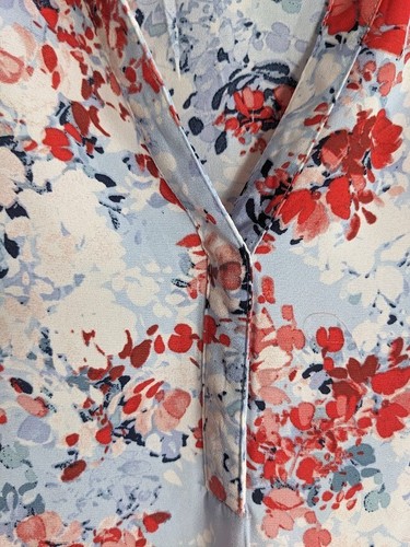 Zac & Rachel-Women Plus Top-Size 1X-Blue/Red Floral-Button Detailing-EUC - Picture 2 of 6