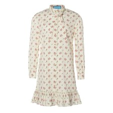 Gucci Women's Ivory Cherry Print Bow Tie Interlocking G Cotton Dress 40 / US 4