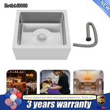 18x19In 304 Stainless Steel Commercial Kitchen Sink Utility Sink Single Bowl