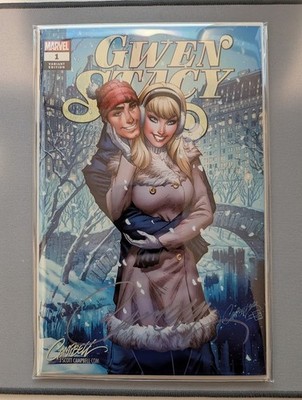 J SCOTT CAMPBELL - GWEN STACY #1 D SIGNED Winter Trade  Variant Sealed w/ COA