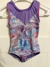 Girls Leotard Small 6/7 Cat  Jack Purple Colorful EUC