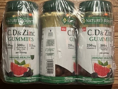 3 ct Nature's Bounty C, D & Zinc Immune Health 70 Gummies Each EXP: 3/2026 B59