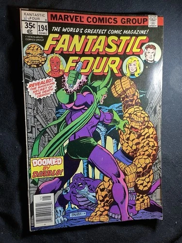 $1 VINTAGE COMICS MARVEL FANTASTIC FOUR #194 COMIC BOOK DIABLO