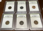 6 Lot of Certified Pennies. All Different. Good Condition. See Pictures