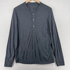 IBEX Shirt Mens M Wool Jersey Henley Long Sleeve Base Layer Pullover Gray