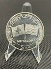 2014 USA & Swiss Flags Metalor Mint 1oz 999 Silver Round In capsule