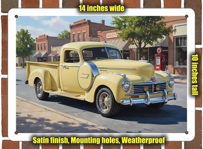 Metal Sign - 1946 Hudson Pickup Truck 2 Oil Painting - 14x10